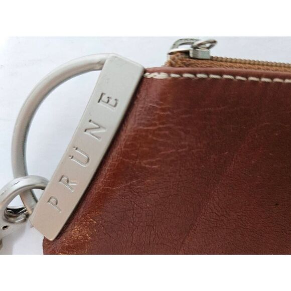 Prune beautiful soft brown leather wristlet. - Picture 3 of 5